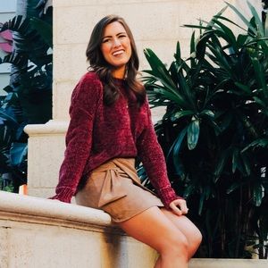 Chenille Sweater and Nude Skirt